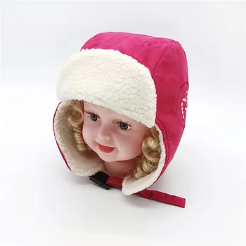 Vaikų Kalėdų žiemos skrybėlę Gryna Spalva, Išlaikyti Šiltas Ir Pliušinis Skrybėlę Earmuffs Bžūp czapki dla dzieci #4O07