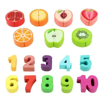 Vaisių Skaičių Matematikos Rūšiavimo Dėlionės Blokai Skaičiavimo Formos Kamino Medinės Montessori Ikimokyklinio Mokymosi Žaislai Vaikams 3 Metų Olis