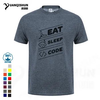 Valgyti, Miegoti Kodas Spausdinimo T-shirt Juokinga, informatikos, Programavimo, Kodavimo Marškinėliai 16 Spalvų Medvilnės trumpomis rankovėmis Viršūnes Tee