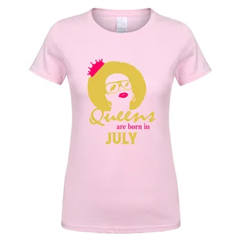 Vasarą Moterys ir Karalienės Yra Gimę rugpjūčio T Shirt Girls Moterų marškinėliai Drabužių Tees Trumpas Rankovės Medvilnės Gimtadienio Marškinėliai OZ-062