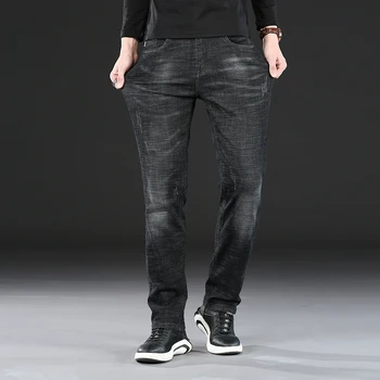 Verslo Atsitiktinis Tiesios kelnės Aukštos Kokybės juodos Tiesios kelnės, Džinsai Vyrams Originalus prekių Džinsai Denim Kelnės Jeans Mens