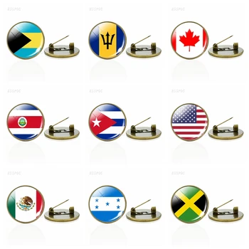 Vėliavos Sagės Šiaurės Amerika, Kanada, Amerika, Meksika, Jamaika Bahamų Salos, Kuba, Kosta Rika, Barbadosas Vėliavos Stiklo Cabochon Emblemos Smeigtukai