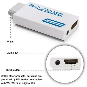Wii į HDMI Konverteris su 5ft Didelės Spartos HDMI Kabelis Wii2HDMI Adapteris Output Video&Audio 3.5 mm Audio Jack, palaiko Visus