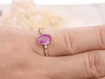 WYJZY Inkrustacijos rožinė cirkonis žiedas moterų mados atitikimo papuošalai mažosioms ir paprasto OLIS atsitiktinis papuošalai klasikinis jubiliejų žiedas