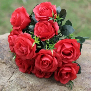 YO CHO 11 Vadovai Rožių Puokštė Dirbtinių Raudonųjų Bijūnų 8 Spalvų Šilko Netikrą Gėlių Namuose Šalis Vestuvių Dekoravimo, Modeliavimo Gėlės