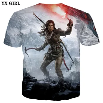 YX MERGINA 2018 m. vasaros Naujas Mados Mens 3d marškinėliai Klasikiniai žaidimai Tomb Raider Spausdinami T marškinėliai Vyrams/Moterims Cool atsitiktinis Tee marškinėliai