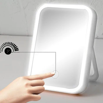 Įkrovimo Apšviesta Makiažo Veidrodis su šviesos srautą galima reguliuoti Šviesos , Nešiojamų Touch Screen USB Įkrovimą, Veidrodis, Lengva Naudoti