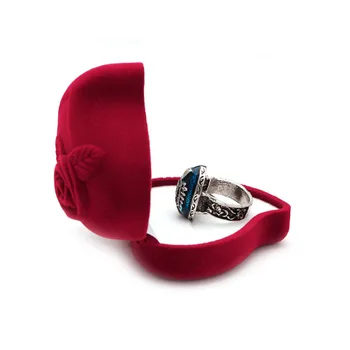 Širdies Formos Papuošalai Žiedas Lange Velvet Red Rose Modelis Meilės Žiedas Saugojimo Ekranas
