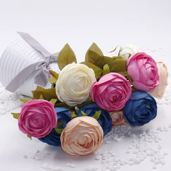 1 Puokštė Smal Arbata, Rožių Lflower Dirbtinių Gėlių Nustatyti Elegantiškas Kambarį Gėlių Dekoracijos Šalies Rose Dirbtinės Gėlės