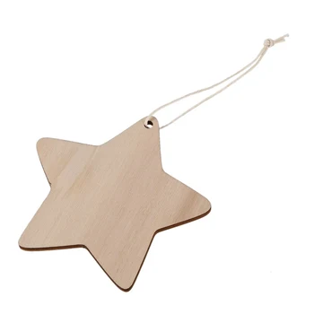 10 x Medinės Žvaigždės Formos, Paprasto Medžio Amatų Žymas, su Skyle (10cm)