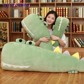 100cm/140cm milžiniško Žalias Krokodilas Pliušas Pagalvės Įdaryti Minkštas Mielas Gyvūnų Pagalvėlės, Lėlės, Kaip Pagalvę ant Lovos, Žaislai Mergaitėms