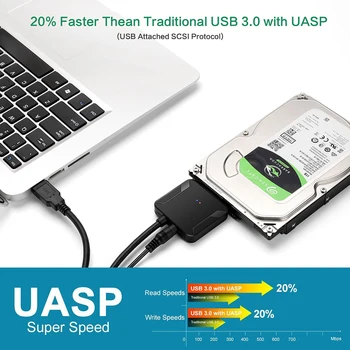 2.5/3.5 Colių USB 3.0 Prie SATA Konvertuoti Laidas HDD SSD Aukšta Kokybė, Greitas Pristatymas 22pin SataIII Su USB3.0 Adapteriai