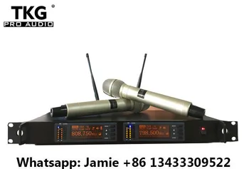 2018 Naujas modelis 780-822MHZ Geros kokybės UHF nešiojamą karaoke bevielio mikrofono sistema enping dual dvi rankena, mikrofonai