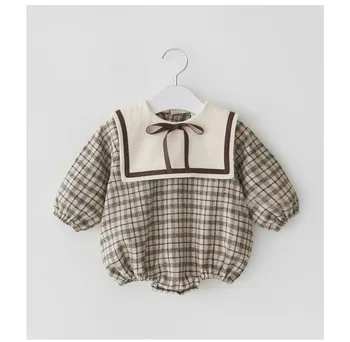 2020 m. pavasarį Baby Girl Bodysuits naujas pledas ilgomis rankovėmis leotard baby baby laipiojimo drabužius Bodysuit karinio jūrų Laivyno vėjas
