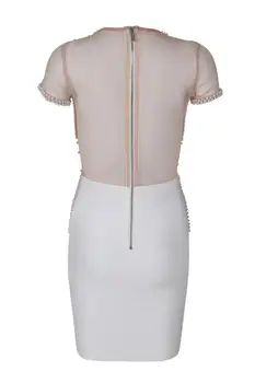 2020 Naujas Trumpas Rankovės Akių Duobute Viskozė Tvarstis Suknelė Seksualus Mados Įžymybė Bodycon Suknelė Balta Mini Suknelė Vintage Vestios