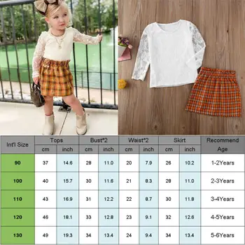 2vnt Bamblys Vaikas Baby Girl Drabužiai Nėrinių Marškinėliai Topai + Pledas Sijonas Apranga Rinkinys