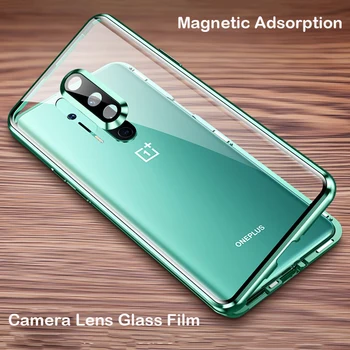 360 Visas Magnetinio Telefoną Atveju Oneplus 8 Pro 5G Dangtelis su Fotoaparato Objektyvo Stiklo Plėvelė, Aliuminio Metalo Bamperis Už Oneplus 8 Byloje