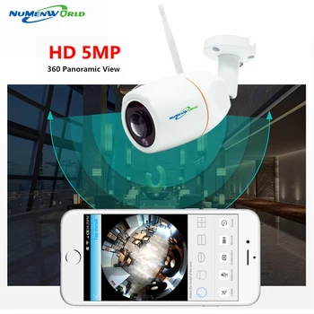 360degree HD 5.0 MP Panoraminis wifi IP Belaidė lauko kamera 5 Megapikselių, Naktinio Matymo, Stebėjimo Kameros, CCTV Saugumo Kameros
