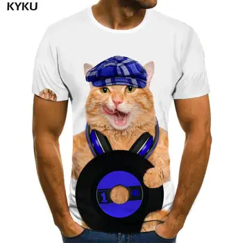 3d Marškinėlius Katė marškinėliai Vyrams Gyvūnų Marškinėlius Spausdinta Muzikos Anime Drabužius Punk Rock Tshirts Atsitiktinis Trumpas Rankovės Hip-hop New Style