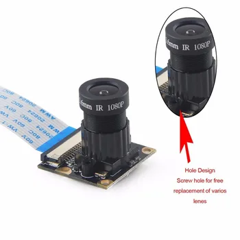 5MP Kamera Židinio Reguliuojamas Naktį Kamera + Akrilo Versija Šviesos Turėtojo +2 IR šviesa + FCC Laidų Rinkinys, Skirtas 
