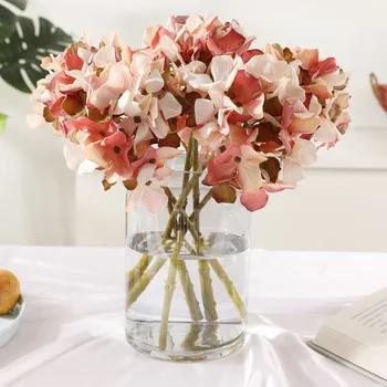 5vnt Dirbtinis vieną filialą mažas hydrangea šilko gėlės netikrą gėlių rudenį dekoracijos, vestuvių namų dekoro Priedai