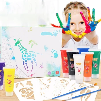 6 Spalvų Vaikai Grafiti Žaislas Blizgučiai pirštų Atspaudų Tapybos Pirštų Dažų Skalbti netoksiškas 