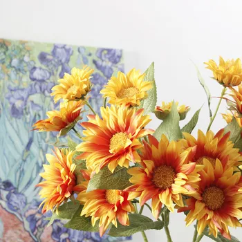 60cm Aukščio Dirbtinių Gėlių Šilko Gėlių Netikrą Lapų Saulėgrąžos Dirbtiniai Augalai Vestuvių Dekoravimas Namuose Šalies Prekių