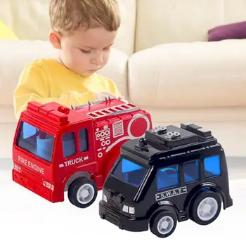6Pcs Mielas Mini Traukti Atgal Policijos Automobilį, Mokykla, Autobusų, Greitosios pagalbos Vaikams Lydinio Eismo Žaislai, Transporto priemonės Modelis Dovana