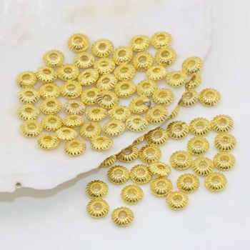 9 tipas 20pcs aukso-spalvos-sidabro spalvos monetos apvalios rondelle vamzdis gėlių priedai tarpiklis karoliukų mada 