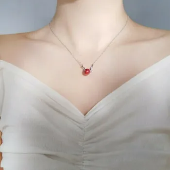 925 Sterlingas Sidabro Cirkonis Karoliai Shining red diamond elnias Choker Karoliai Šalies Moterų Elegantiškas Mados Juvelyrikos 2020 m.