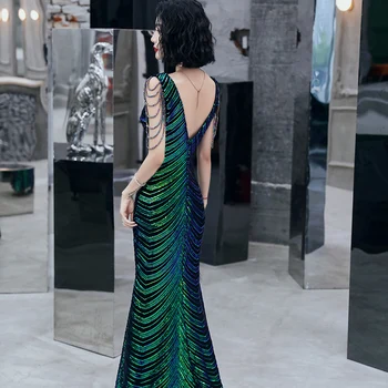 AE673 Chalatas De Soiree 2020 Naujas Stilius, Seksualus V-kaklo, Rankovių Undinė Žalia Ilgas vakarines Sukneles Elegantiškas Abendkleider
