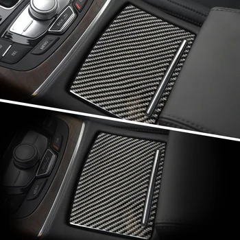 Anglies Pluošto Interjero lipdukas Automobilių Vandens puodelio dangtelį skydelis lipdukai Audi A6 C7 Priedai 2011-2018 Automobilių Stiliaus interjero apdaila
