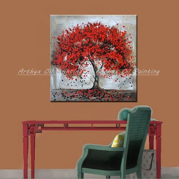 Arthyx Rankomis Dažyti Raudona Medžio Aliejaus Tapybos Ant Drobės Šiuolaikinio Abstraktaus, Pop Art Plakatai Sienos Nuotrauka Už Kambarį Namo Apdaila