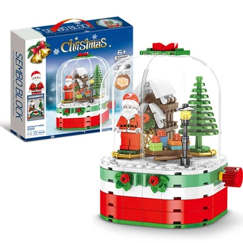 Atnaujinamų Kalėdų Namelis Įspūdį Surinkti Blokų Rinkinius Santa Claus Dulkių Dangtelį Plytų Žaislai Vaikams Dovanų
