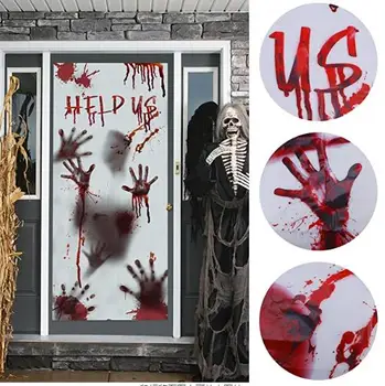 Atostogų lipdukai Helovinas lango durų apima pagrindinį kambarį, apdailos, baisu kruvinų rankų antspaudų