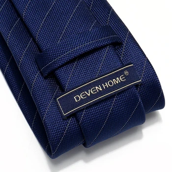 Aukštos Kokybės 2020 Dizaineris Naujas Mados Tamsiai Mėlyna Balta Pinstripe 8cm Ryšius Vyrų Necktie Verslo Oficialų Kostiumą su Dovanų Dėžutė