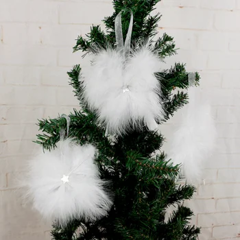 Balta Plunksna Star Menkniekis Kabinti Kalėdų Eglutė Plunksnų Sparnais Ornamentu Treetop Ornamentu Linksmų Kalėdų Dekoro Naujųjų Metų 2021