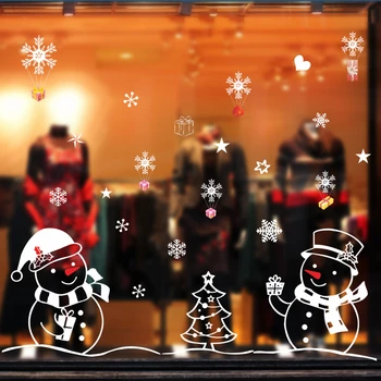 Balta Sniego Linksmų Kalėdų Dekoro Ir Namų Reikmenys Laimingų Naujųjų Metų Kambarį Stiklo Dekoratyvinės Snaigės Lipdukai