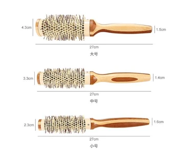 Bambuko Medžio Rankena Sukti Šukos Cilindrų Nailono Dantų Modeliavimas, Per Sagtį Tūris Šukuosena Purus Garbanotas Plaukų Šukos