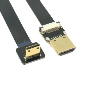 CY 50cm Žemyn Kampu 90 Laipsnių FPV Mini HDMI suderinamus Vyras į HDMI suderinamus Vyrų FPC Plokščias Kabelis Multicopter Oro
