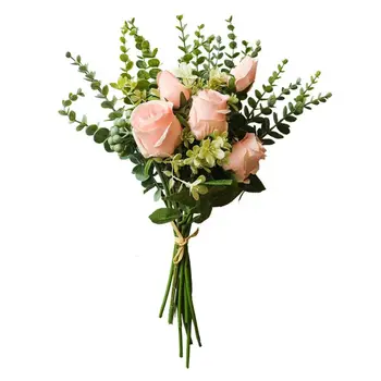 Dirbtinių Rožių Puokštė Biuro Apdailos Vestuvių Stalo Gėlių Kompozicijų Puokštę Vieno Audinio, Plastiko Gėlės 1 1