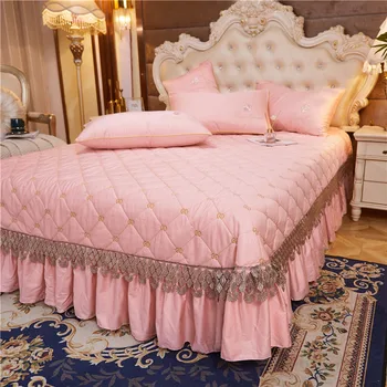 Egipto medvilnės patalynės komplektas lovatiesė ir pagalvės užvalkalą quilting prabanga siuvinėjimo lova apima patalynė rožinės spalvos