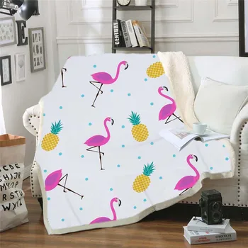 Flamingo Ananasų Antklodės Koralų Vilnos Audinys Spausdinti Mesti Pledai, Patalynės Lapas Iškylą Namo, Kaip Mat Dovana Sofa Cover Cobertor