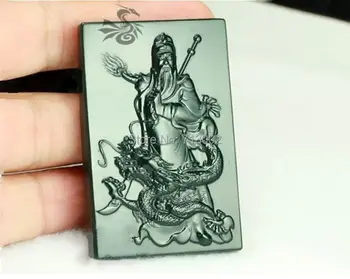 Gamtos Dark Green jade Dragon Pakabukas Guan Yu Amuletas, TALISMANAS Karoliai