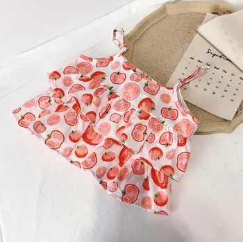 Gooporson Vasaros Vaikų Drabužių Pomidorai Spausdinti Mados korėjiečių Mergaitės Drabužių Sun Set-top&kelnės Vaikams, Paplūdimio Apranga