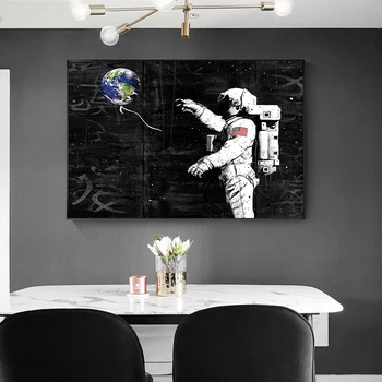 Grafiti Meno Astronautas, Drobė, Tapyba Erdvėje Svajonė Žvaigždžių Plakatų ir grafikos Cuadros Sienos Menas Nuotraukas Kambarį Apdaila