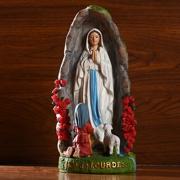 Gražus Mergelės Marijos Statula Skulptūros Krikščionių Darbalaukio DisplayHome papuošalai 9X8.5X20cm Apdailos Amatų LBShipping