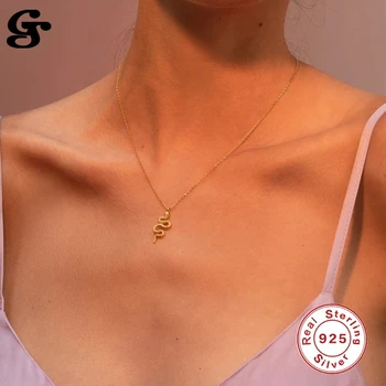 GS 925 Sidabro Karoliai Gyvatė S925 Sterlingų Plata Moterų Grandines Choker Aukso Platium Moterų Moterų Kūrybos Neįprastas Fine Jewelry