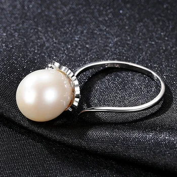 Gėlavandenių Perlų Žiedas Derliaus 925 Sterlingas sidabro žiedai Gamtos Perlas Fine Jewelry Reguliuojamas 925 žiedo hiperbolė Gėlavandenių
