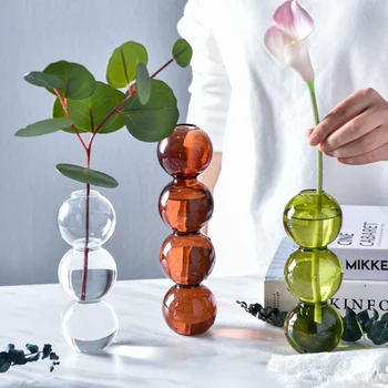 INS Krištolo Rutulį Burbulas Stiklo Vaza Gėlių kompozicijų Hydroponics Kamuolys ir į Stiklo Meno, gėlių Įranga Vandens Augalų Vaza Namų Dekoro